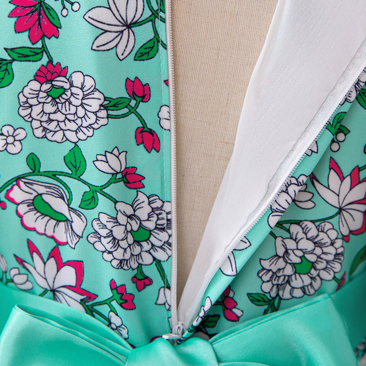Light Green Floral Print Maxi Dress for Girls – Cute A-line Party & Flower Girl Gown