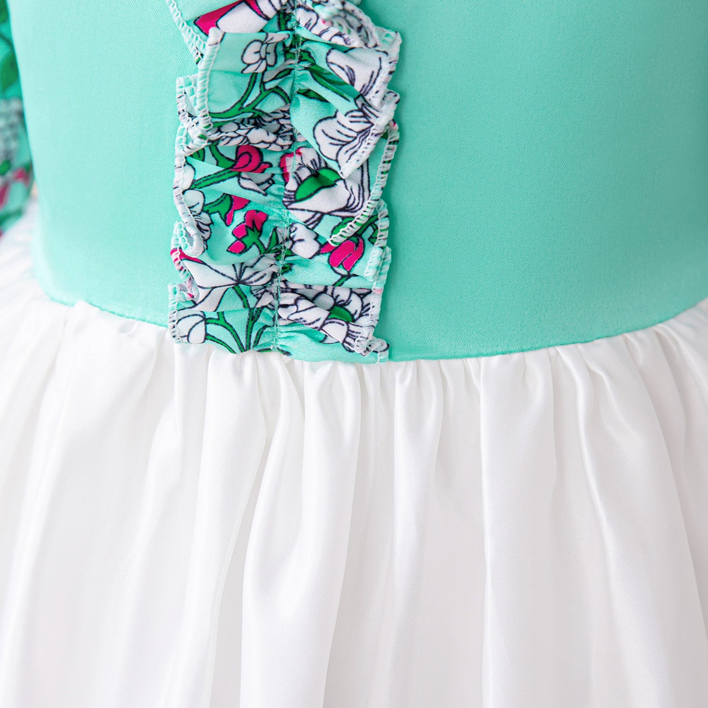 Light Green Floral Print Maxi Dress for Girls – Cute A-line Party & Flower Girl Gown