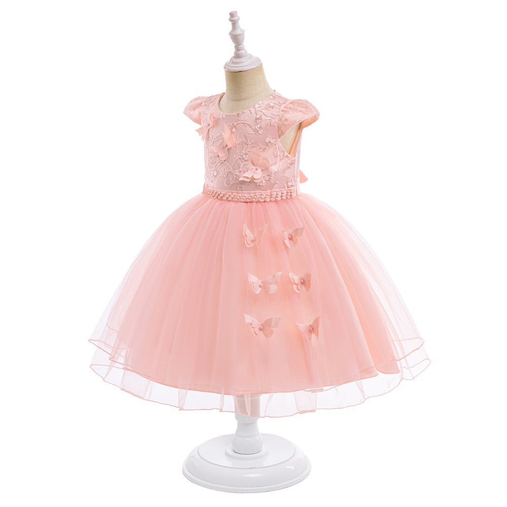Light Pink A-Line Tulle Flower Girl Dress with Bowknot & Sequins | Toddler Princess Party Dress