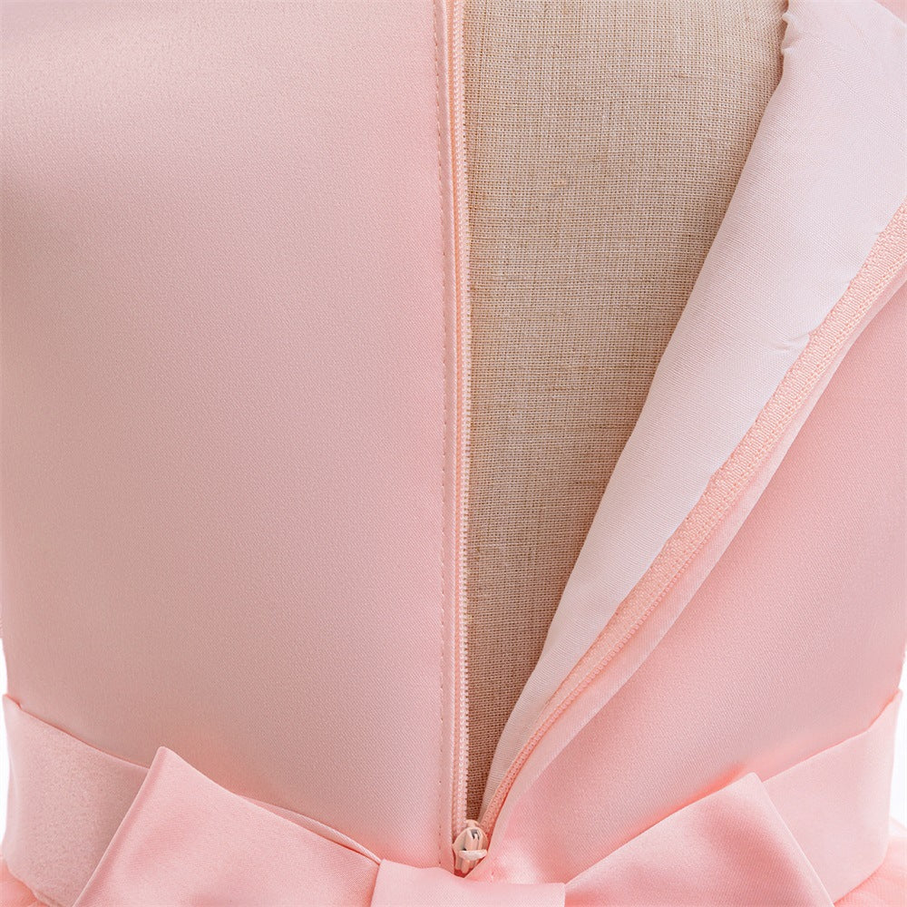 Light Pink A-Line Tulle Flower Girl Dress with Bowknot & Sequins | Toddler Princess Party Dress