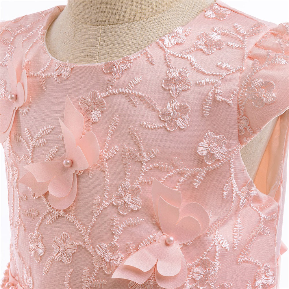 Light Pink A-Line Tulle Flower Girl Dress with Bowknot & Sequins | Toddler Princess Party Dress