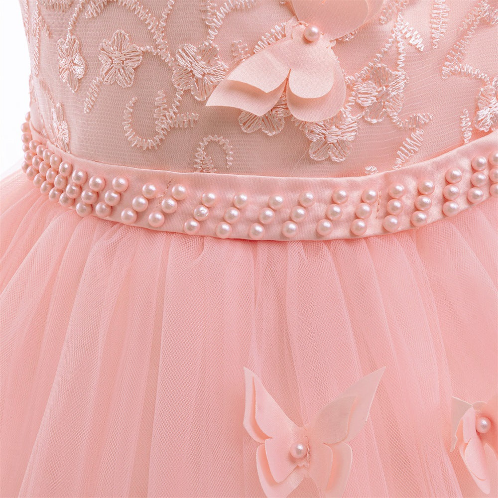 Light Pink A-Line Tulle Flower Girl Dress with Bowknot & Sequins | Toddler Princess Party Dress
