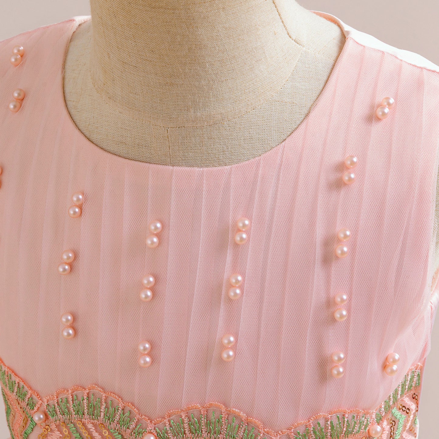 Light Pink Maxi Princess Dress for Girls with Sequins & Embroidery | Age 5-13