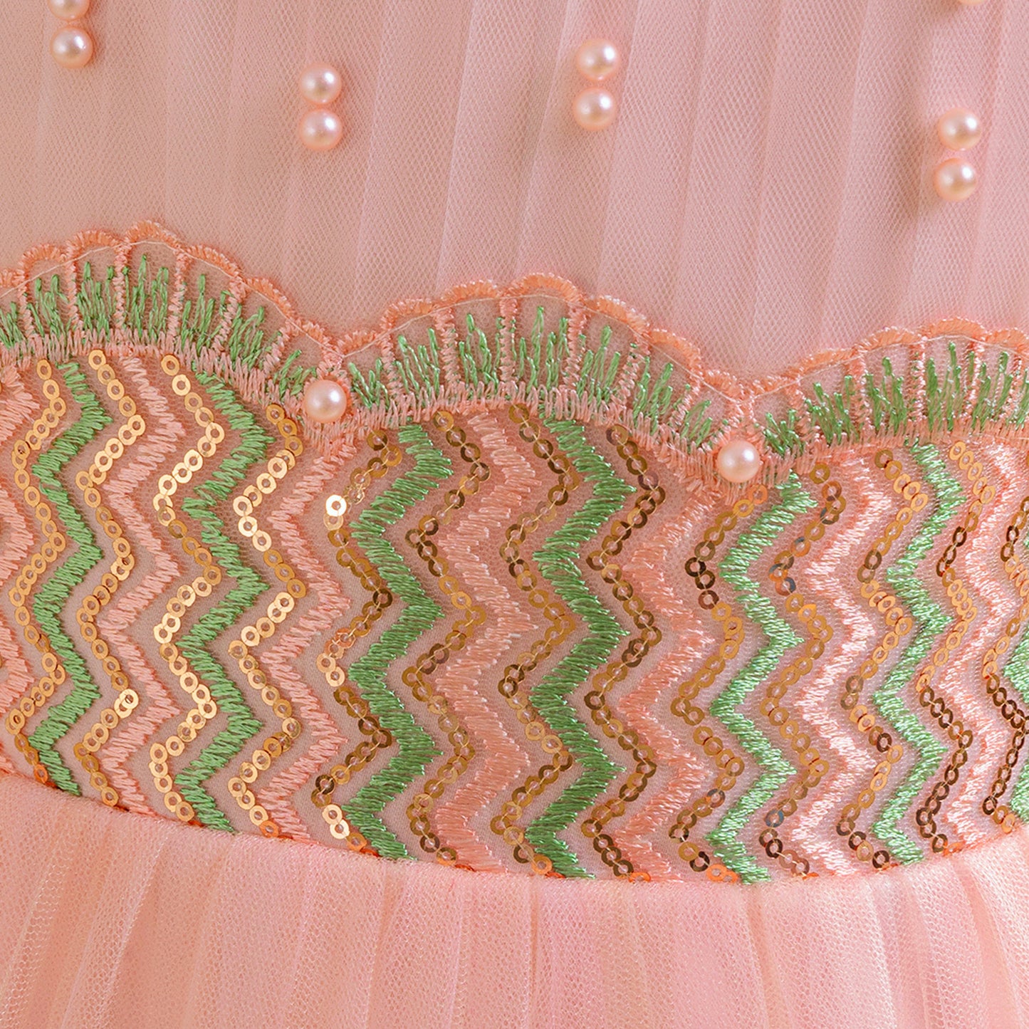 Light Pink Maxi Princess Dress for Girls with Sequins & Embroidery | Age 5-13