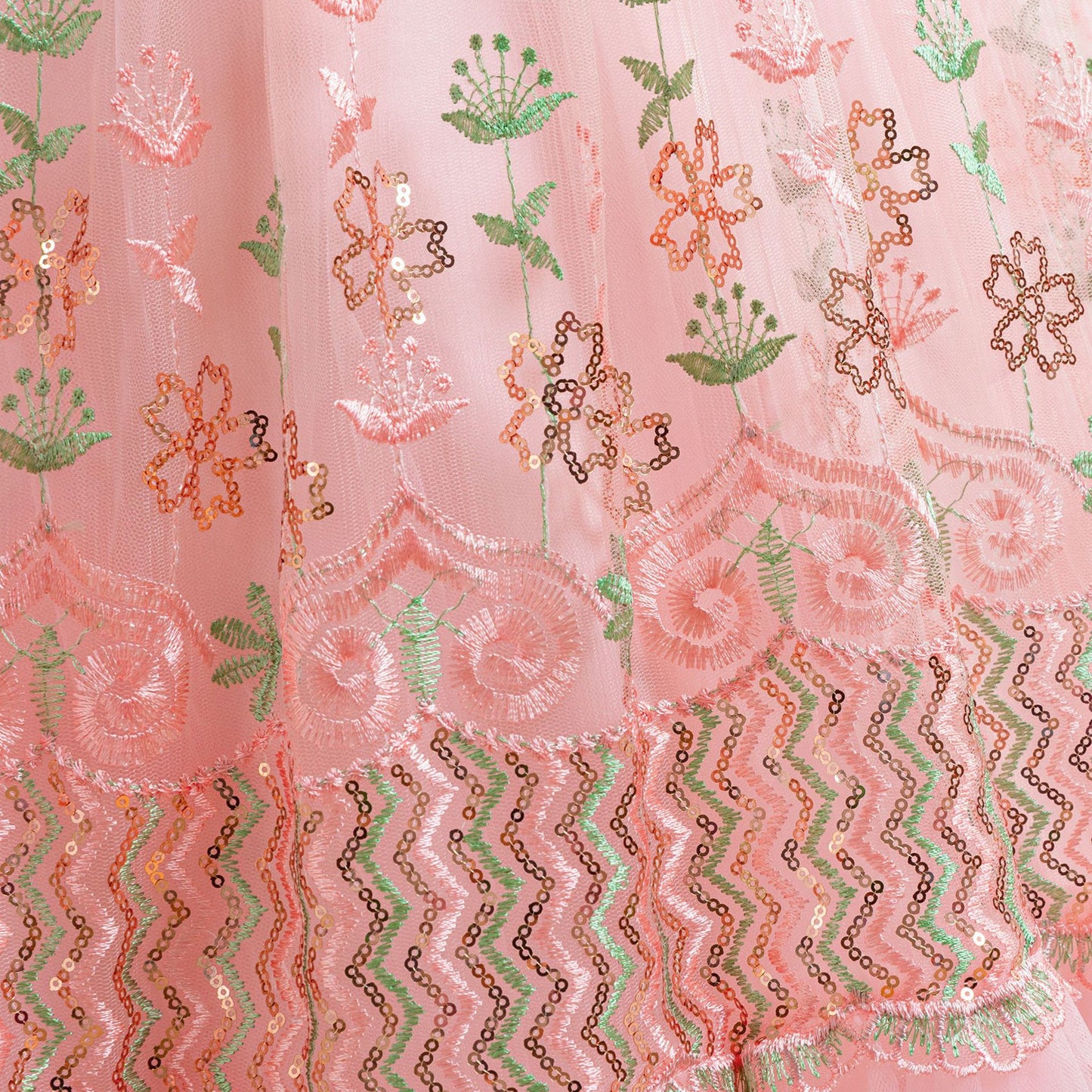 Light Pink Maxi Princess Dress for Girls with Sequins & Embroidery | Age 5-13