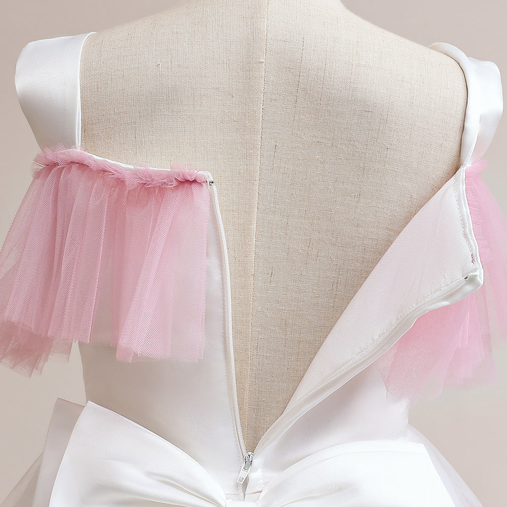 Light Pink Flower Girl Tulle Maxi Dress – Cute Tiered Princess Gown for Kids