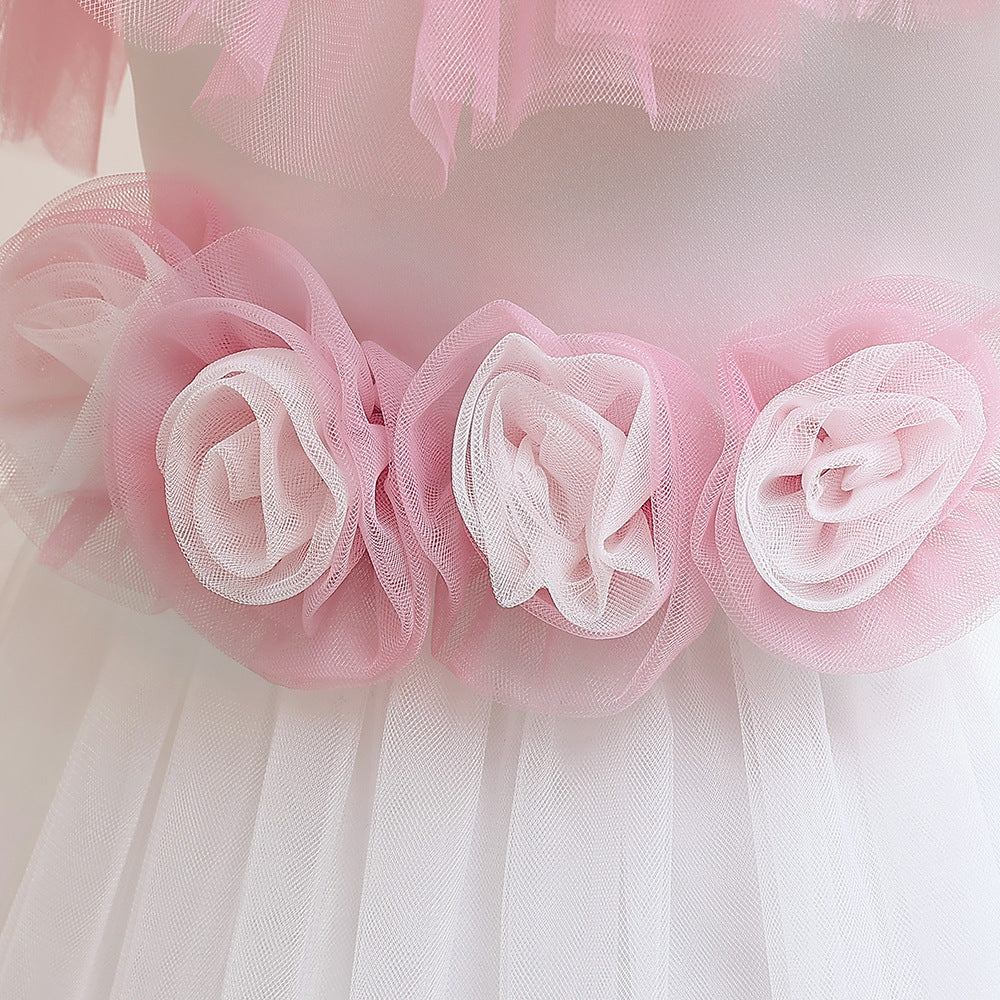 Light Pink Flower Girl Tulle Maxi Dress – Cute Tiered Princess Gown for Kids