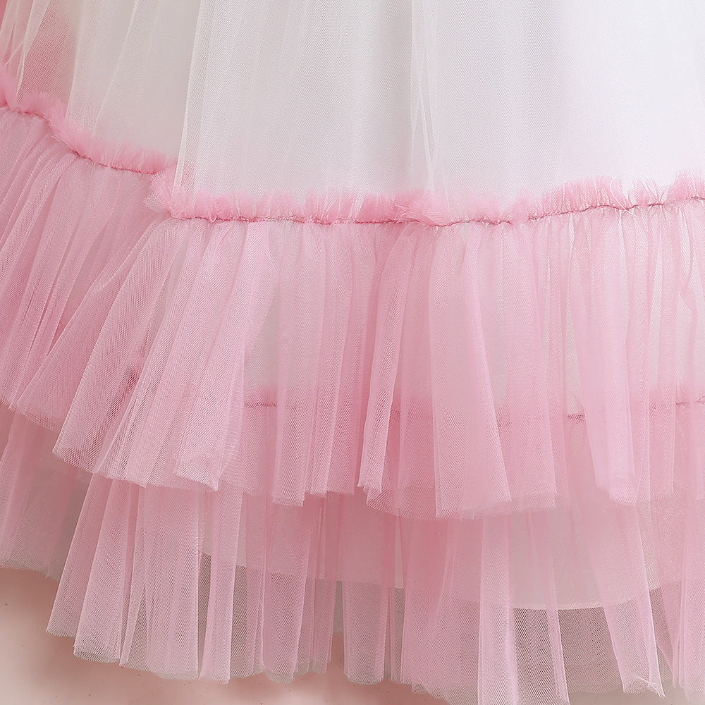 Light Pink Flower Girl Tulle Maxi Dress – Cute Tiered Princess Gown for Kids