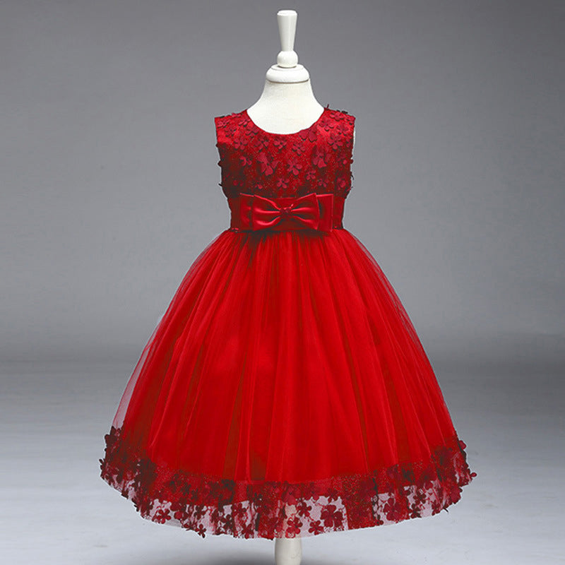 A-Line Mesh Flower Girl Dress – Cute Knee-Length Party Outfit for Kids