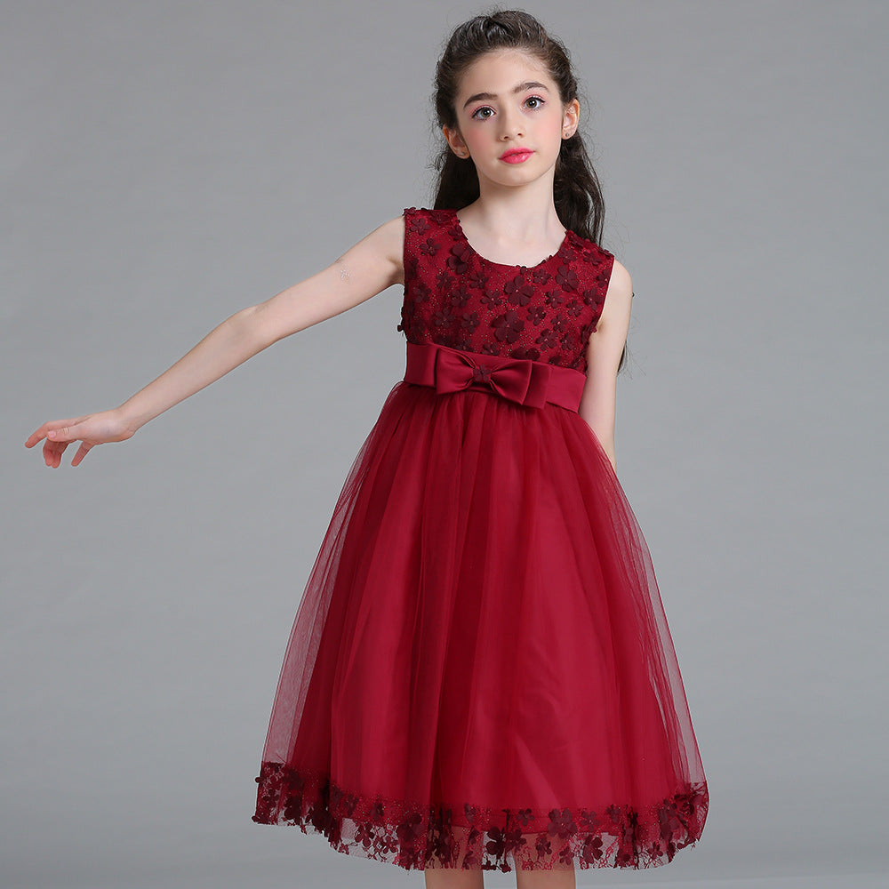 A-Line Mesh Flower Girl Dress – Cute Knee-Length Party Outfit for Kids