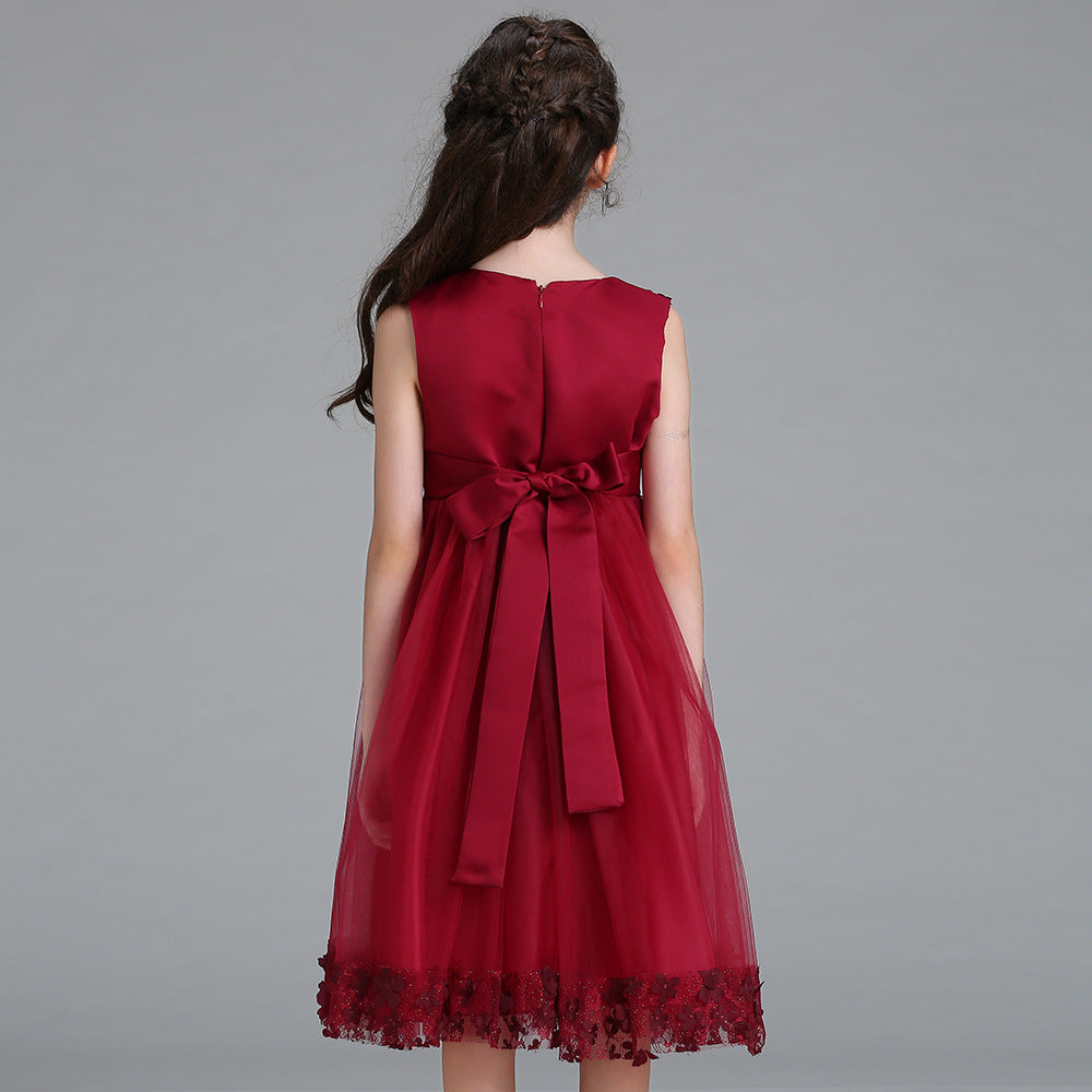 A-Line Mesh Flower Girl Dress – Cute Knee-Length Party Outfit for Kids