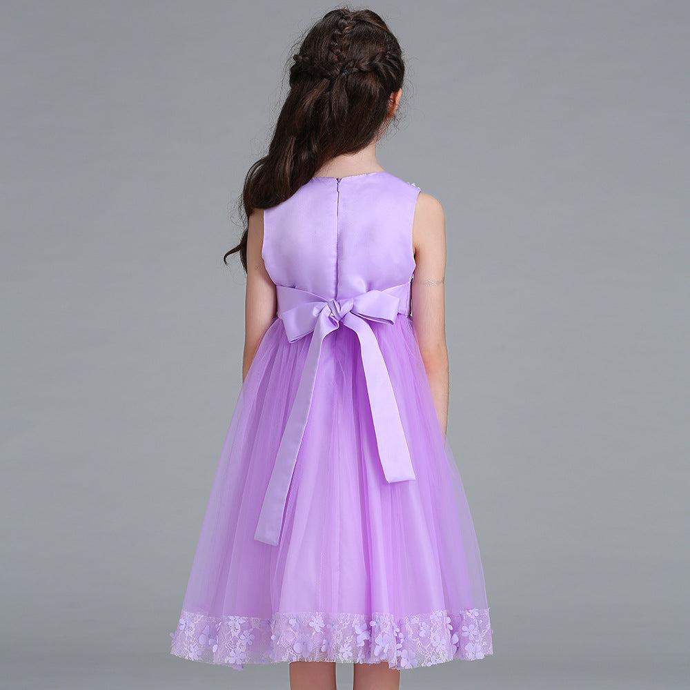 A-Line Mesh Flower Girl Dress – Cute Knee-Length Party Outfit for Kids