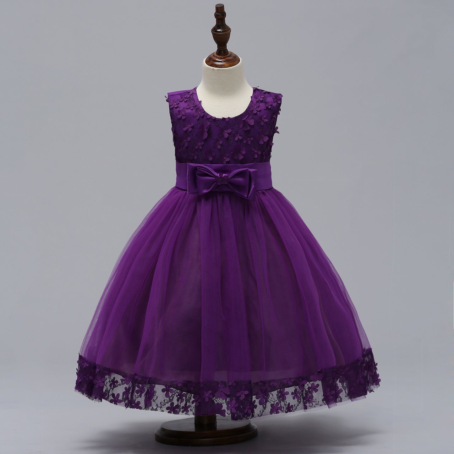 A-Line Mesh Flower Girl Dress – Cute Knee-Length Party Outfit for Kids