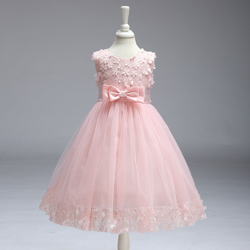 A-Line Mesh Flower Girl Dress – Cute Knee-Length Party Outfit for Kids