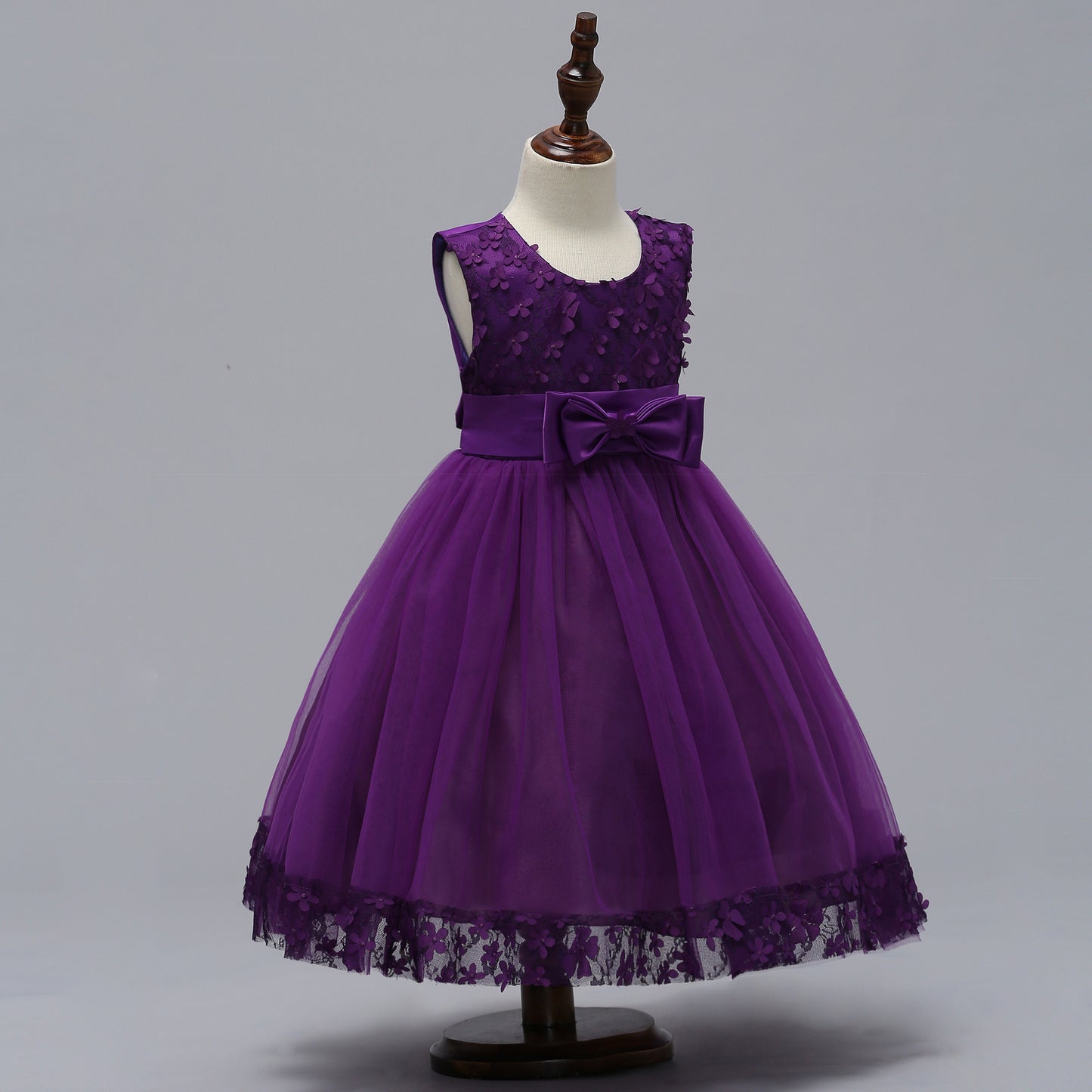 A-Line Mesh Flower Girl Dress – Cute Knee-Length Party Outfit for Kids