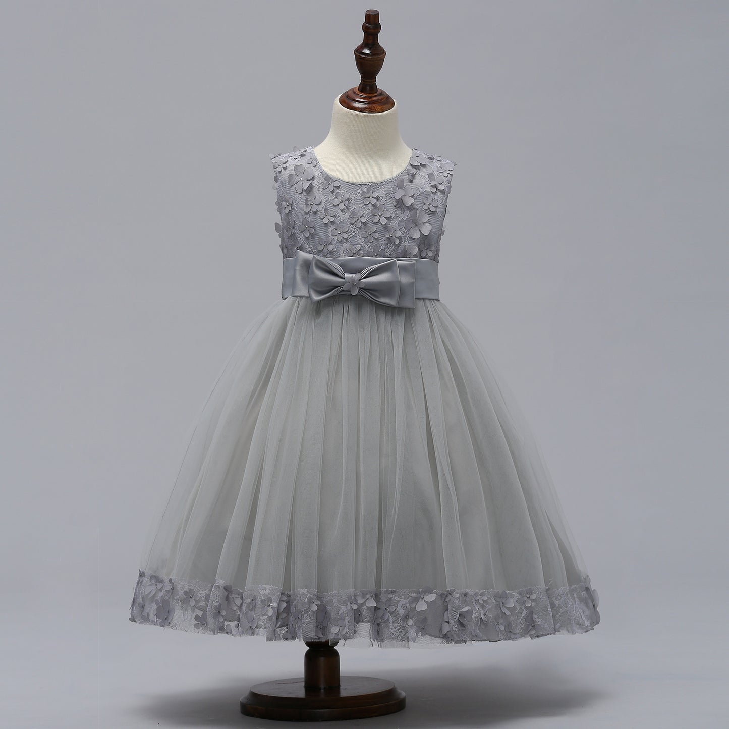 A-Line Mesh Flower Girl Dress – Cute Knee-Length Party Outfit for Kids