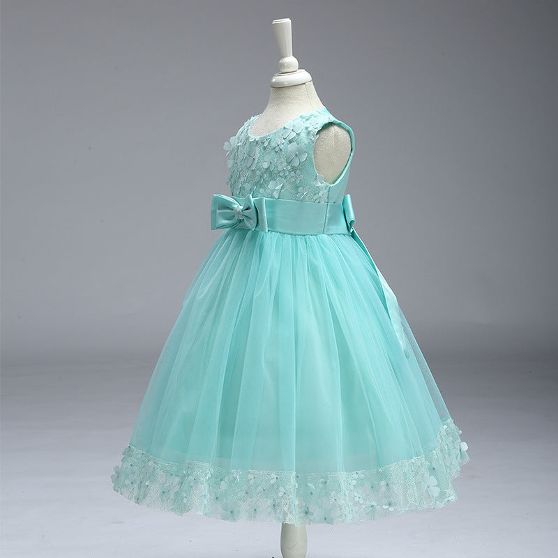 A-Line Mesh Flower Girl Dress – Cute Knee-Length Party Outfit for Kids