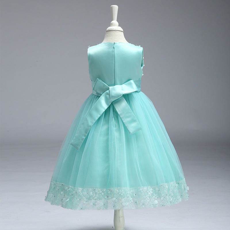 A-Line Mesh Flower Girl Dress – Cute Knee-Length Party Outfit for Kids