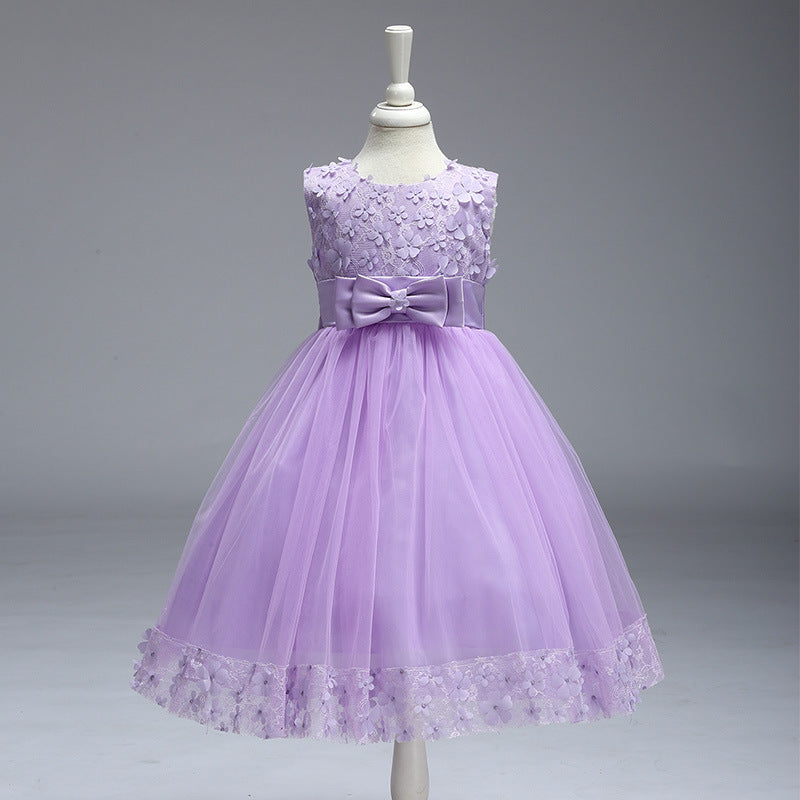 A-Line Mesh Flower Girl Dress – Cute Knee-Length Party Outfit for Kids