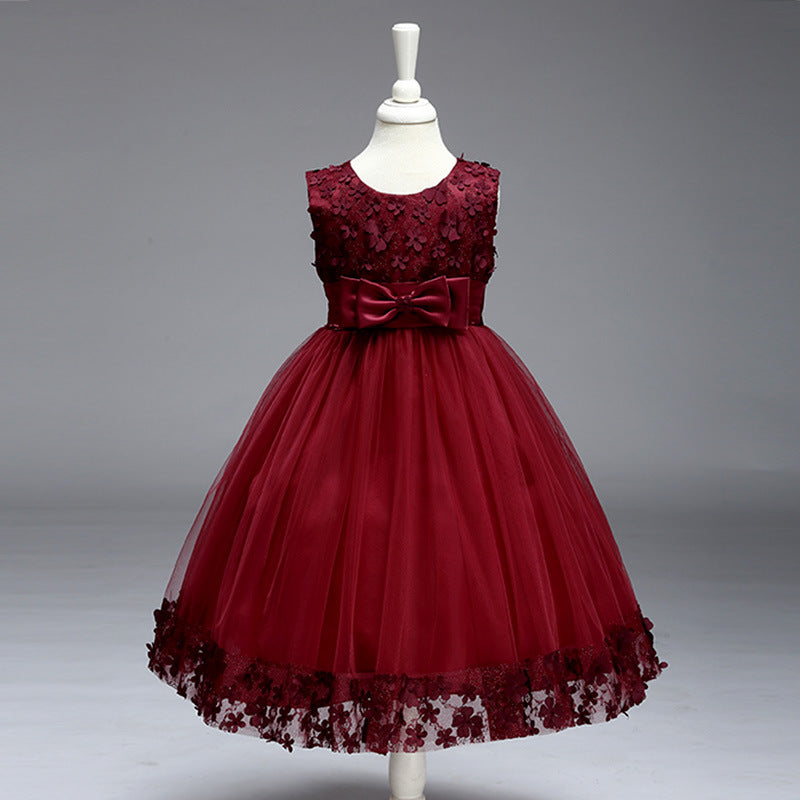 A-Line Mesh Flower Girl Dress – Cute Knee-Length Party Outfit for Kids