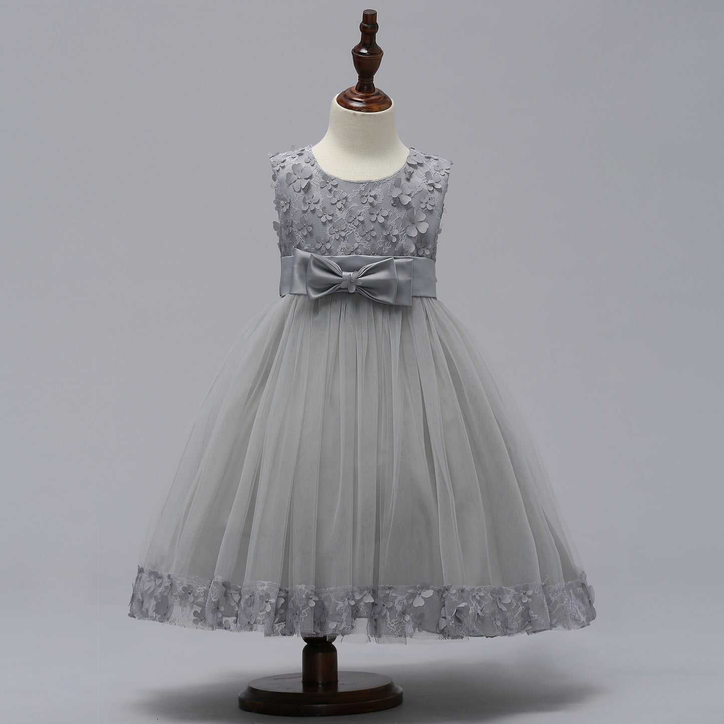 A-Line Mesh Flower Girl Dress – Cute Knee-Length Party Outfit for Kids