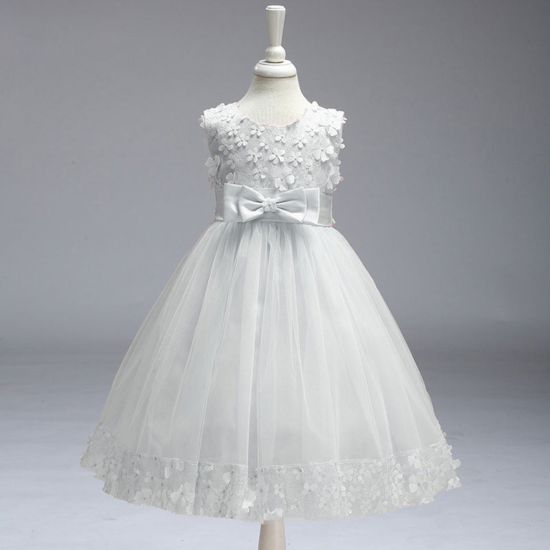 A-Line Mesh Flower Girl Dress – Cute Knee-Length Party Outfit for Kids