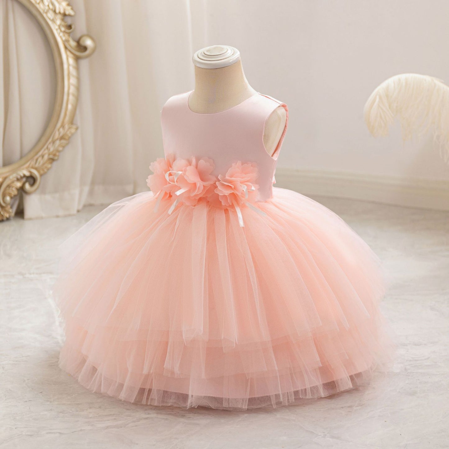 Cute Puffy Mesh Princess Dress for Little Girls – Ball Gown Party & Flower Girl Attire