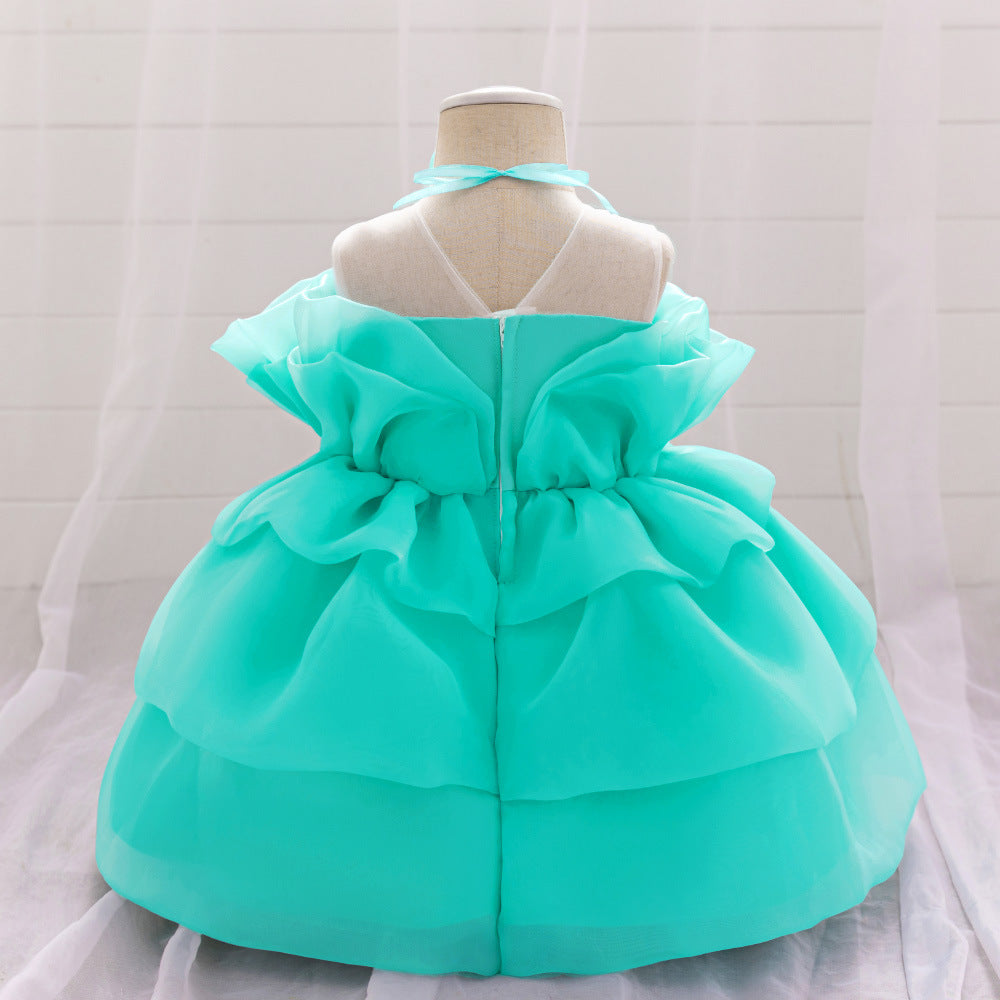 Mint Green Off Shoulder Tulle Flower Girl Dress – Cute & Playful Party Princess Outfit