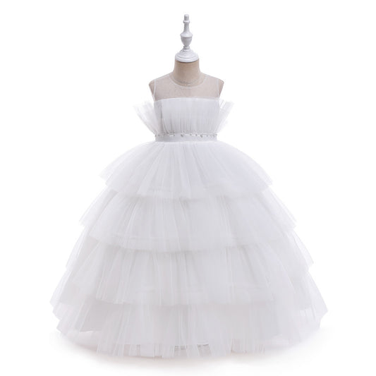Frocklet Cute Off Shoulder A-Line Maxi Mesh Dress for Girls | Layered Princess Gown 17