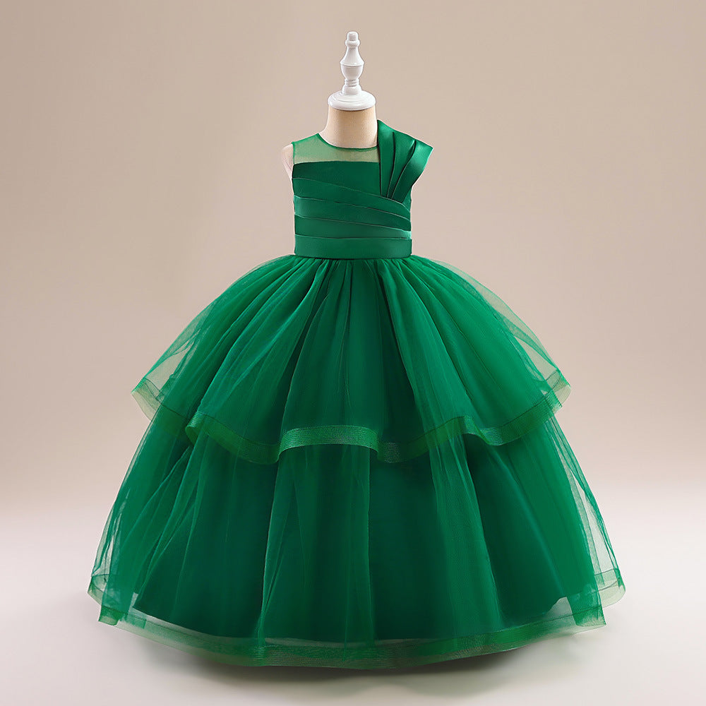 Off Shoulder Tiered Maxi Dress for Girls - A-line Party & Flower Girl Gown