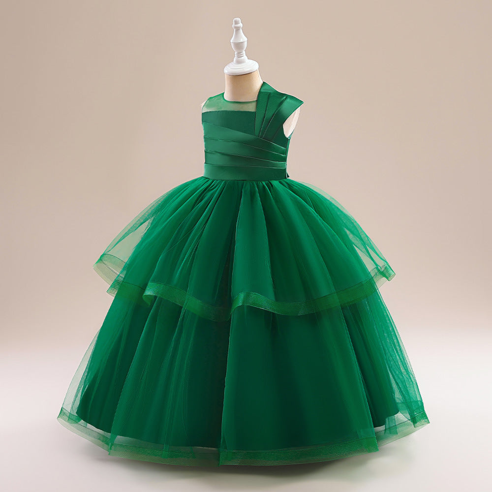 Off Shoulder Tiered Maxi Dress for Girls - A-line Party & Flower Girl Gown