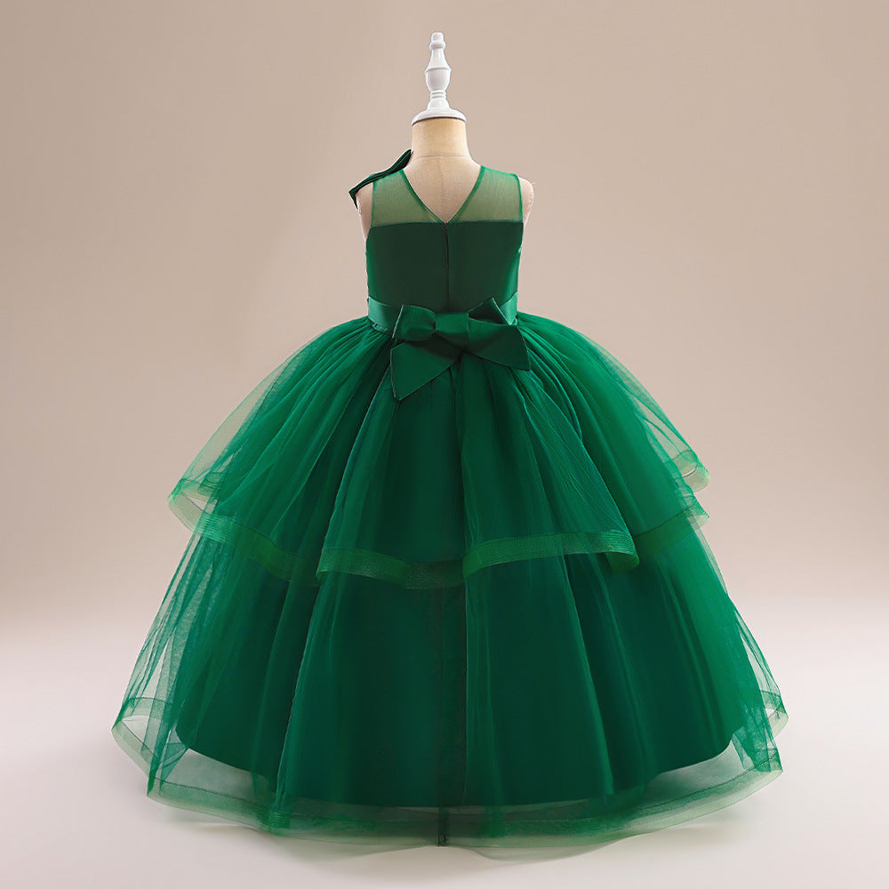 Off Shoulder Tiered Maxi Dress for Girls - A-line Party & Flower Girl Gown
