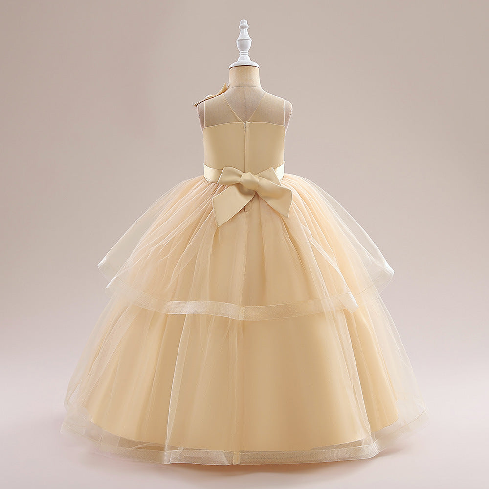 Off Shoulder Tiered Maxi Dress for Girls - A-line Party & Flower Girl Gown