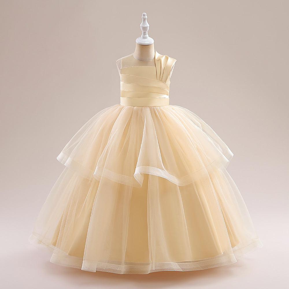 Off Shoulder Tiered Maxi Dress for Girls - A-line Party & Flower Girl Gown