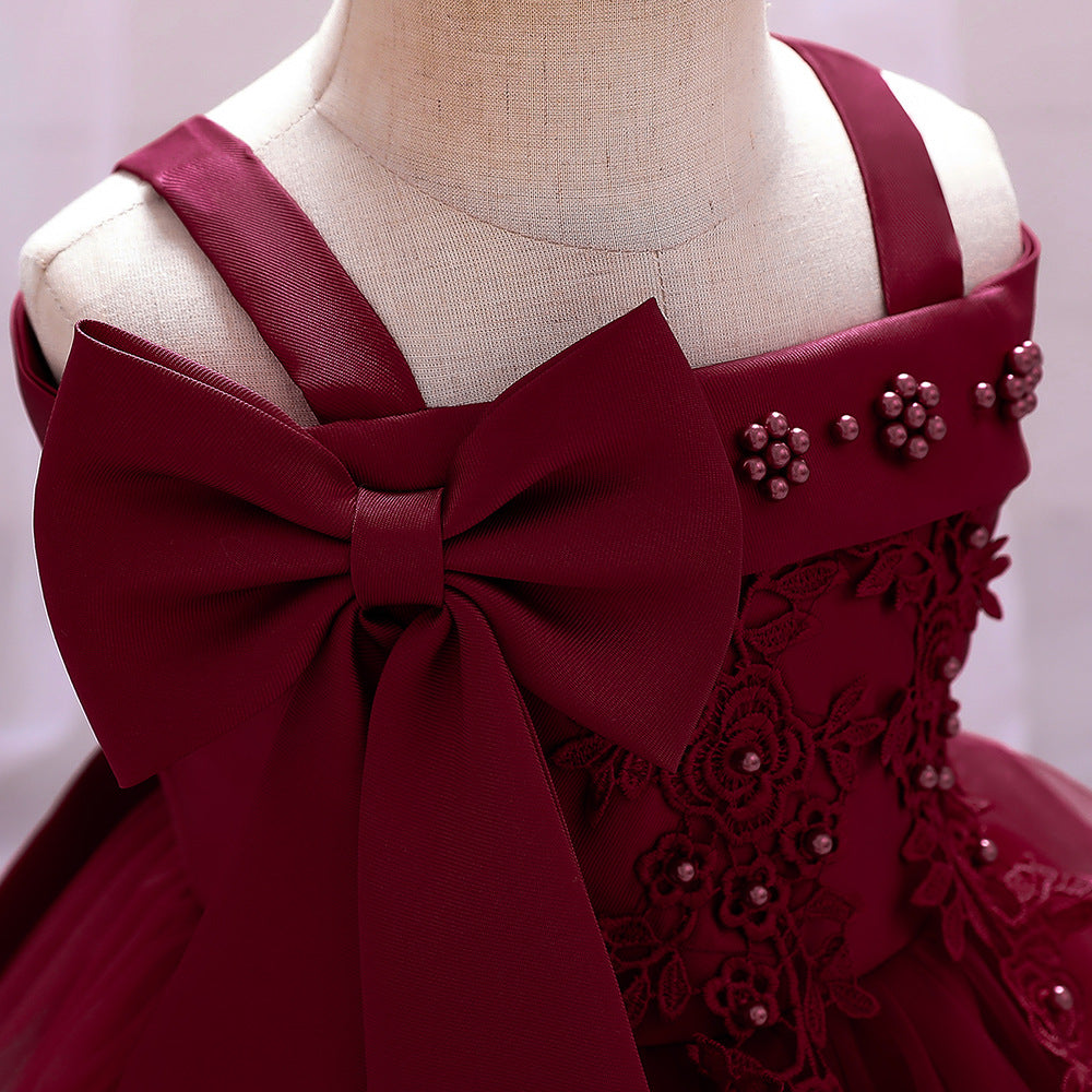 Adorable Off-Shoulder Tulle & Satin Birthday Princess Dress for Baby Girls