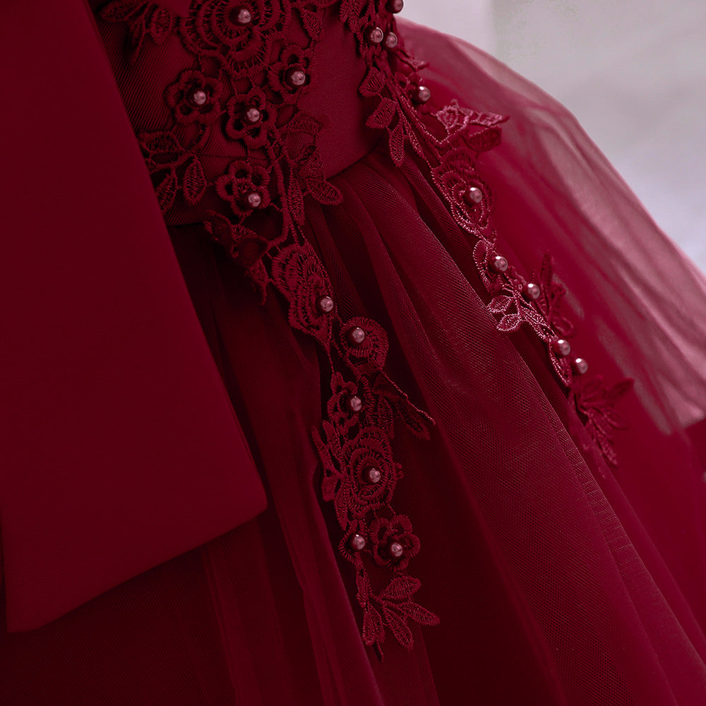 Adorable Off-Shoulder Tulle & Satin Birthday Princess Dress for Baby Girls
