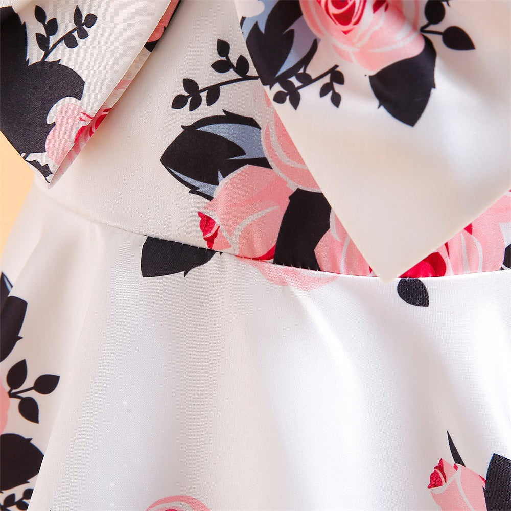 Cute Off Shoulder Floral A-Line Dress with Bow for Girls | Party & Flower Girl Dress