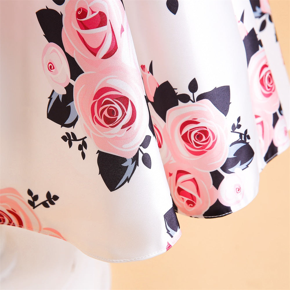 Cute Off Shoulder Floral A-Line Dress with Bow for Girls | Party & Flower Girl Dress