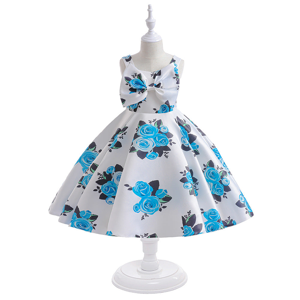 Cute Off Shoulder Floral A-Line Dress with Bow for Girls | Party & Flower Girl Dress