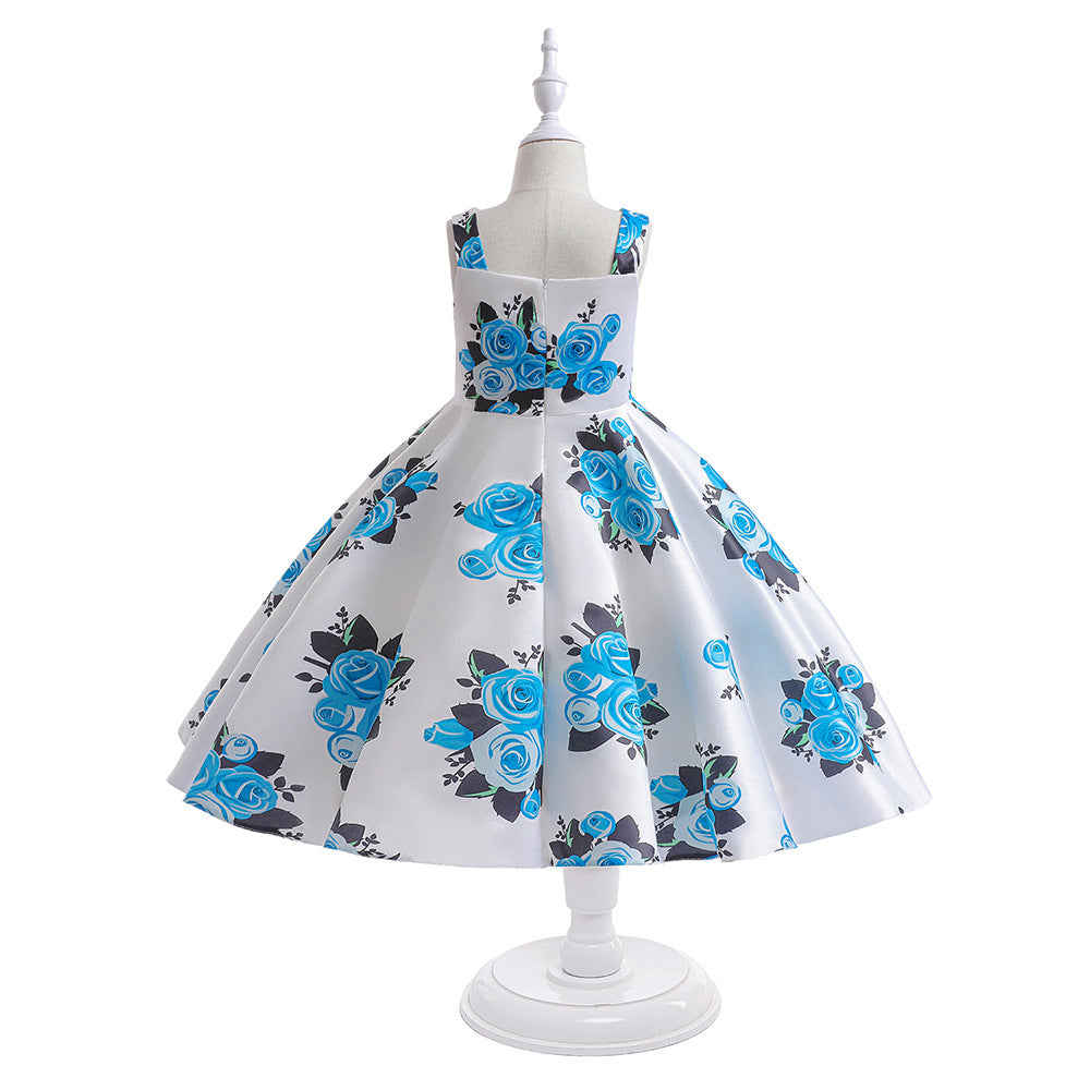 Cute Off Shoulder Floral A-Line Dress with Bow for Girls | Party & Flower Girl Dress