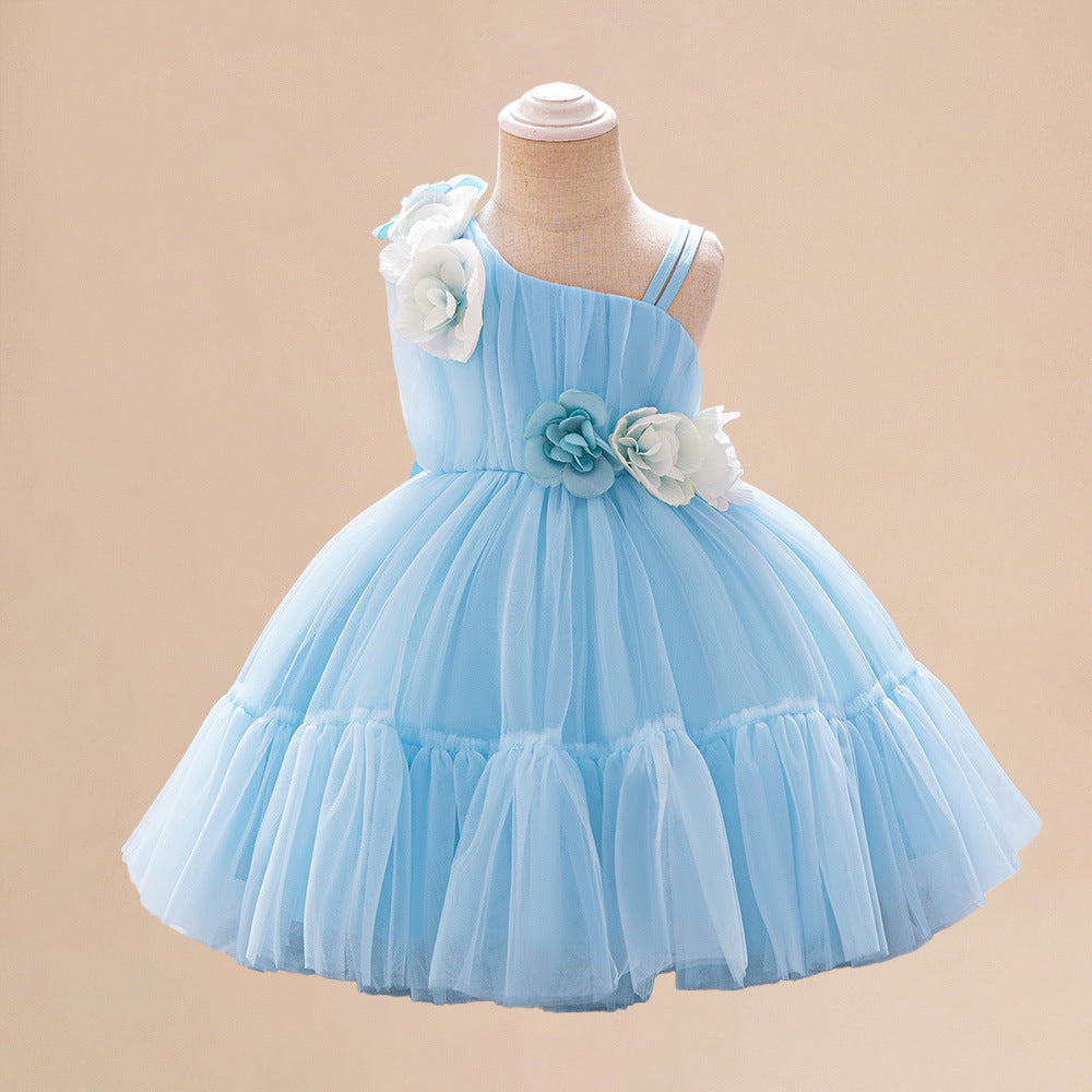 Adorable Off Shoulder Tulle Flower Girl Dress | Baby & Toddler Party Outfit