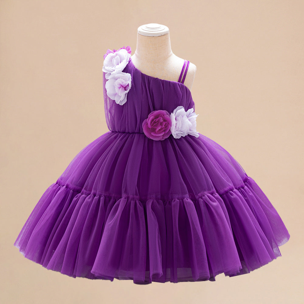 Adorable Off Shoulder Tulle Flower Girl Dress | Baby & Toddler Party Outfit