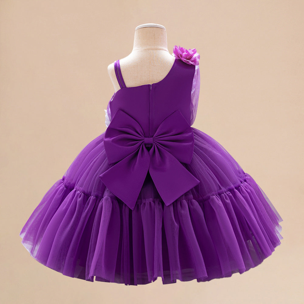 Adorable Off Shoulder Tulle Flower Girl Dress | Baby & Toddler Party Outfit