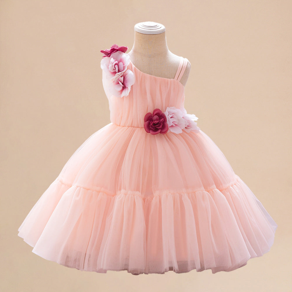 Adorable Off Shoulder Tulle Flower Girl Dress | Baby & Toddler Party Outfit