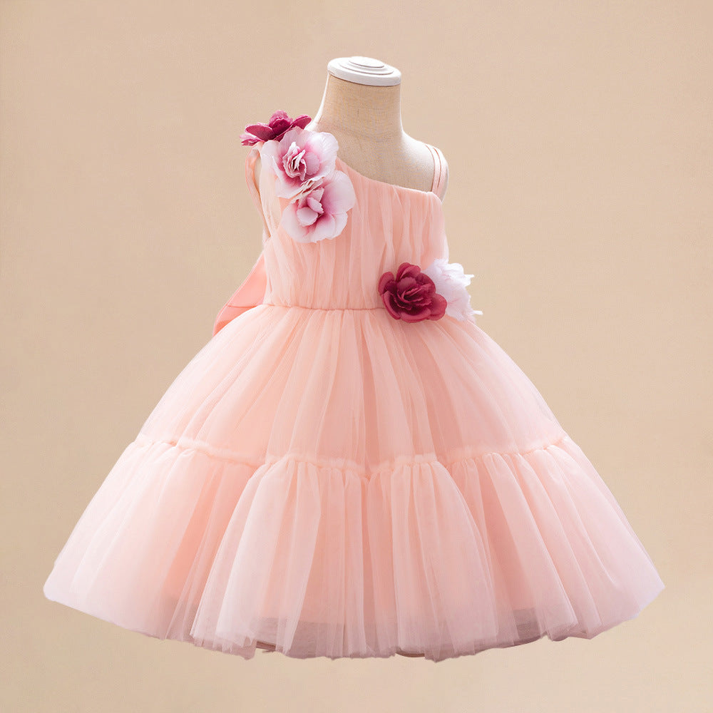 Adorable Off Shoulder Tulle Flower Girl Dress | Baby & Toddler Party Outfit