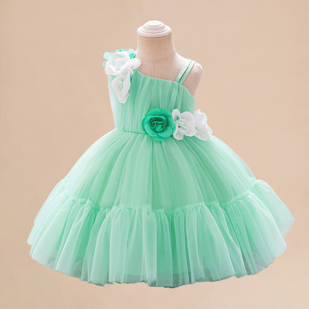 Adorable Off Shoulder Tulle Flower Girl Dress | Baby & Toddler Party Outfit