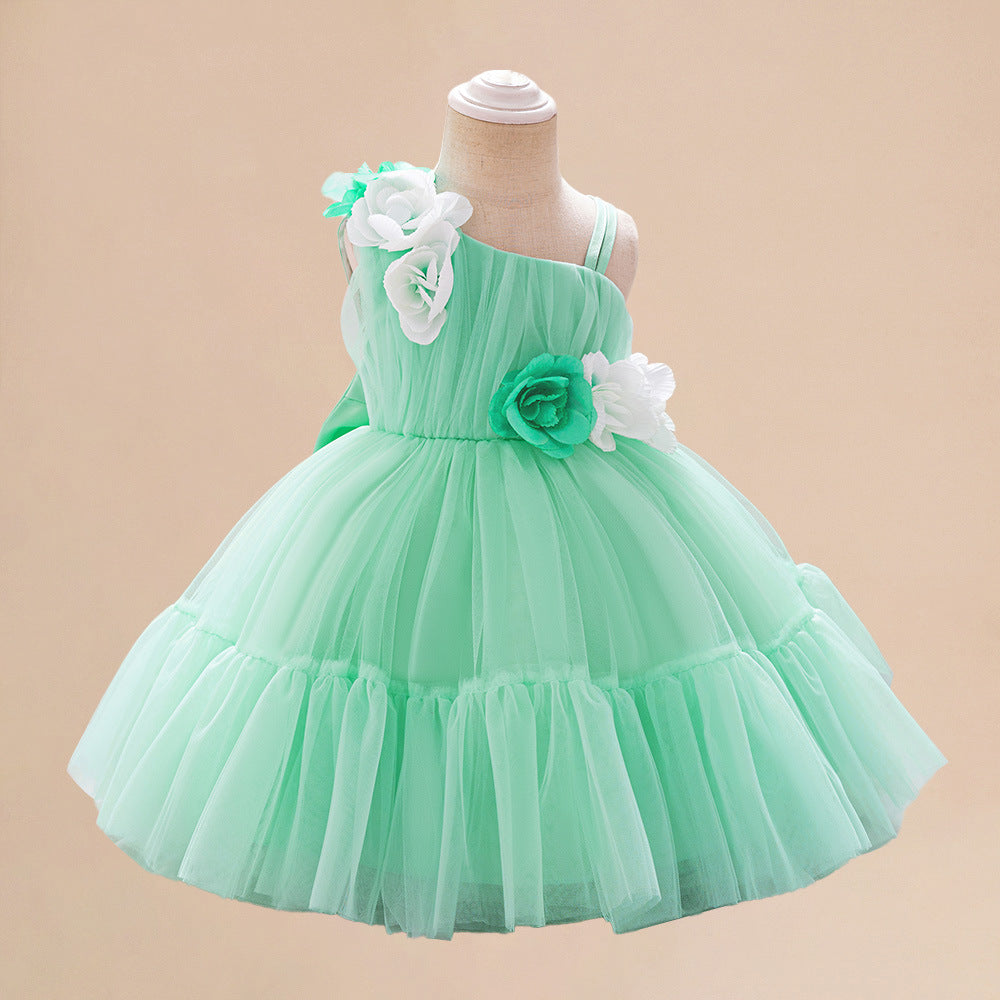 Adorable Off Shoulder Tulle Flower Girl Dress | Baby & Toddler Party Outfit