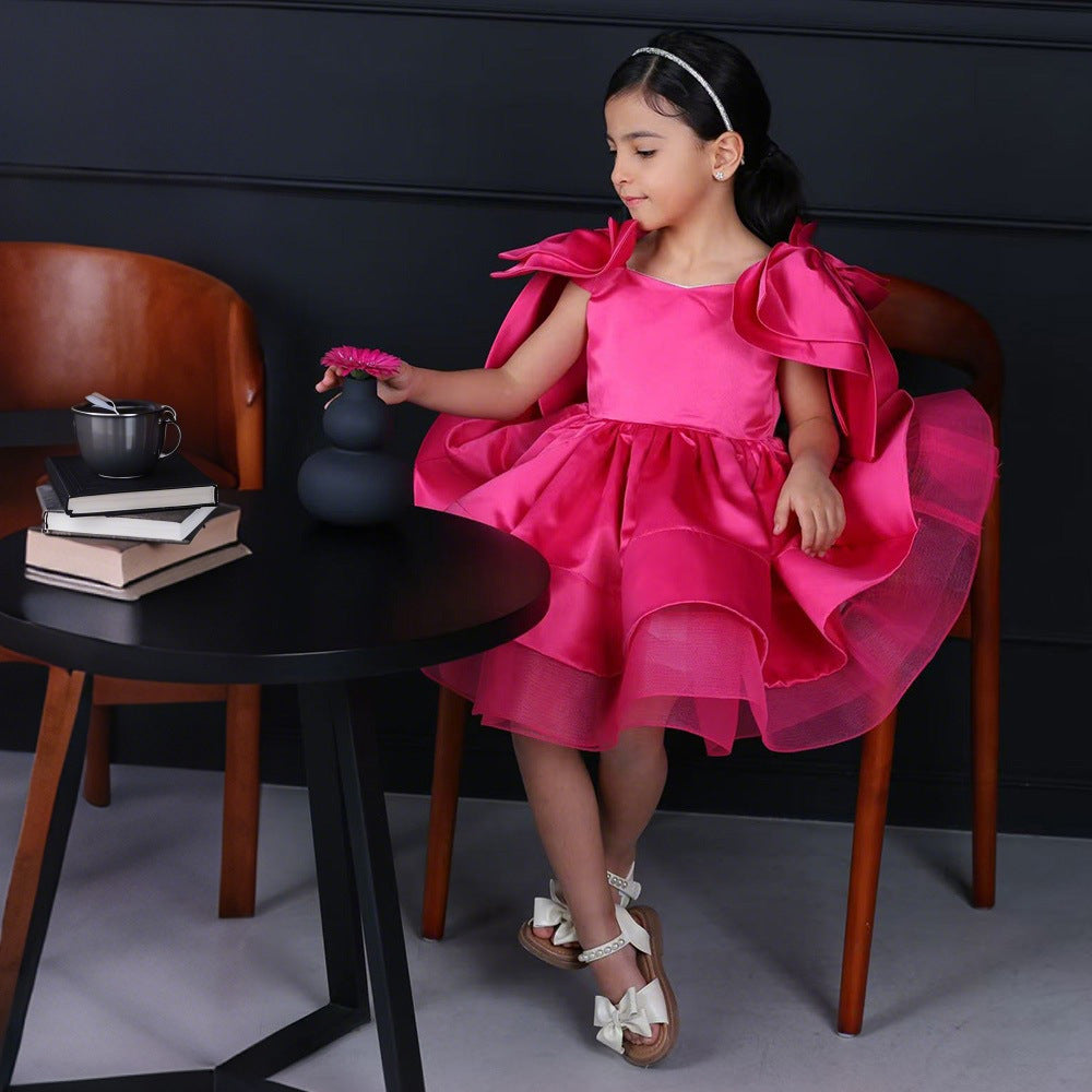 Off-Shoulder Puffy Ball Gown Dress for Girls | Tea Length Princess Party Dress