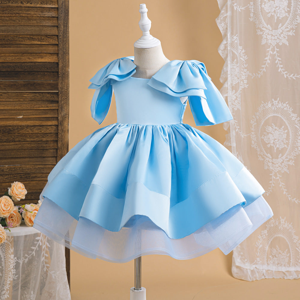 Off-Shoulder Puffy Ball Gown Dress for Girls | Tea Length Princess Party Dress