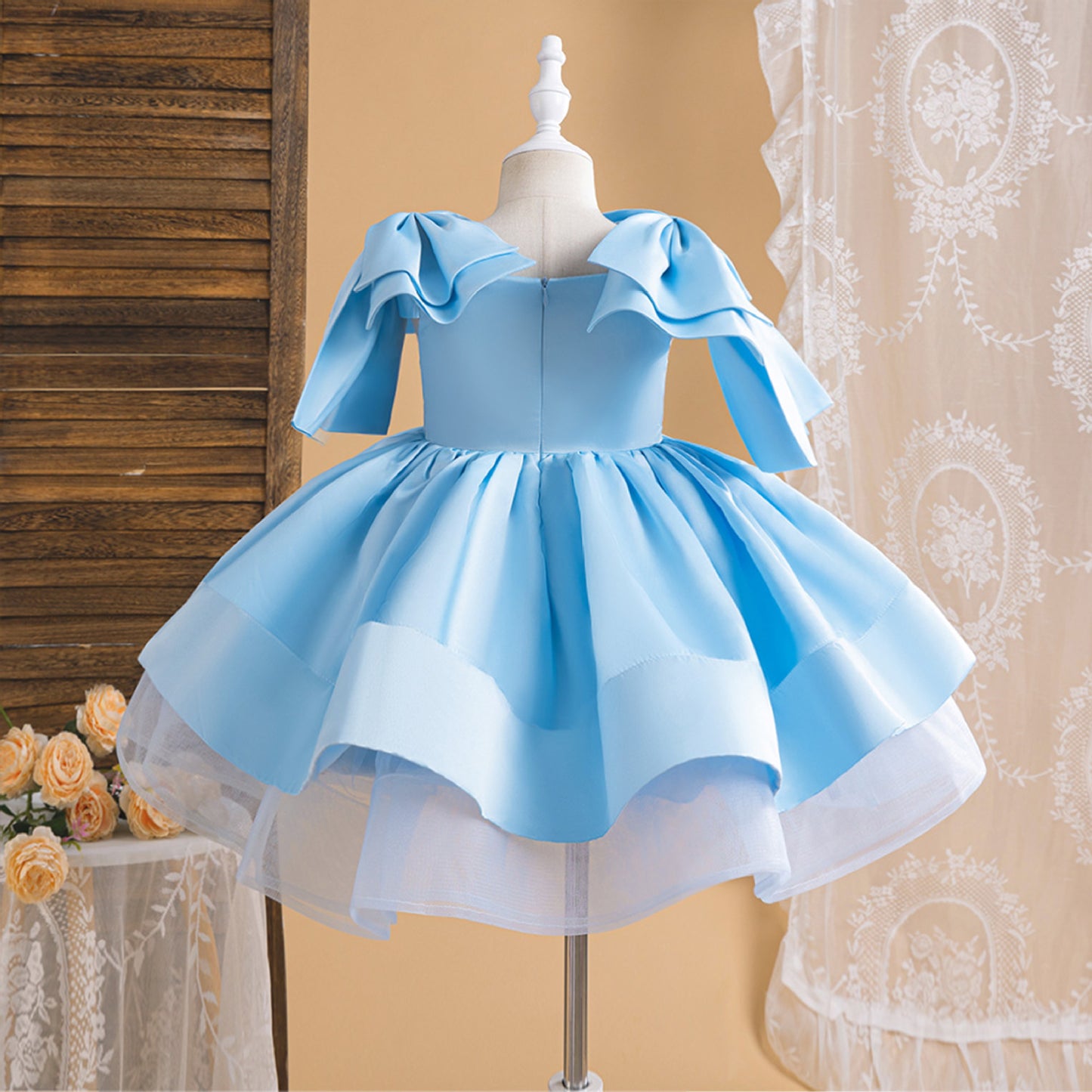 Off-Shoulder Puffy Ball Gown Dress for Girls | Tea Length Princess Party Dress